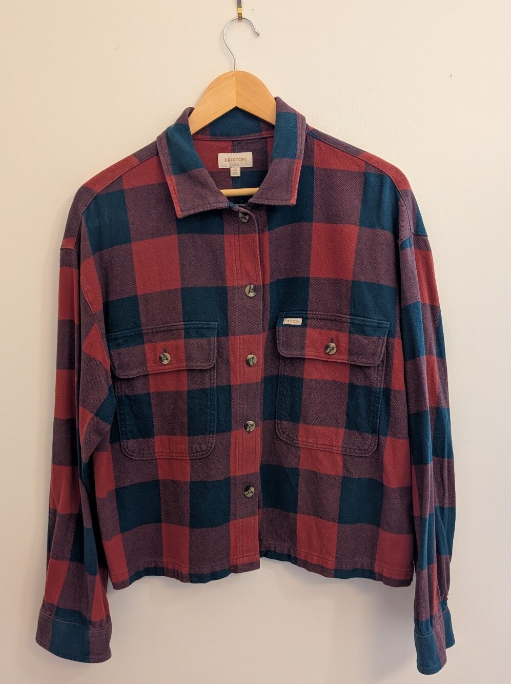 BRIXTON Plaid Crop Shirt Jacket